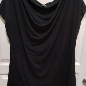 Eileen Fisher Elegant Black Drape Neck Top size X-Large